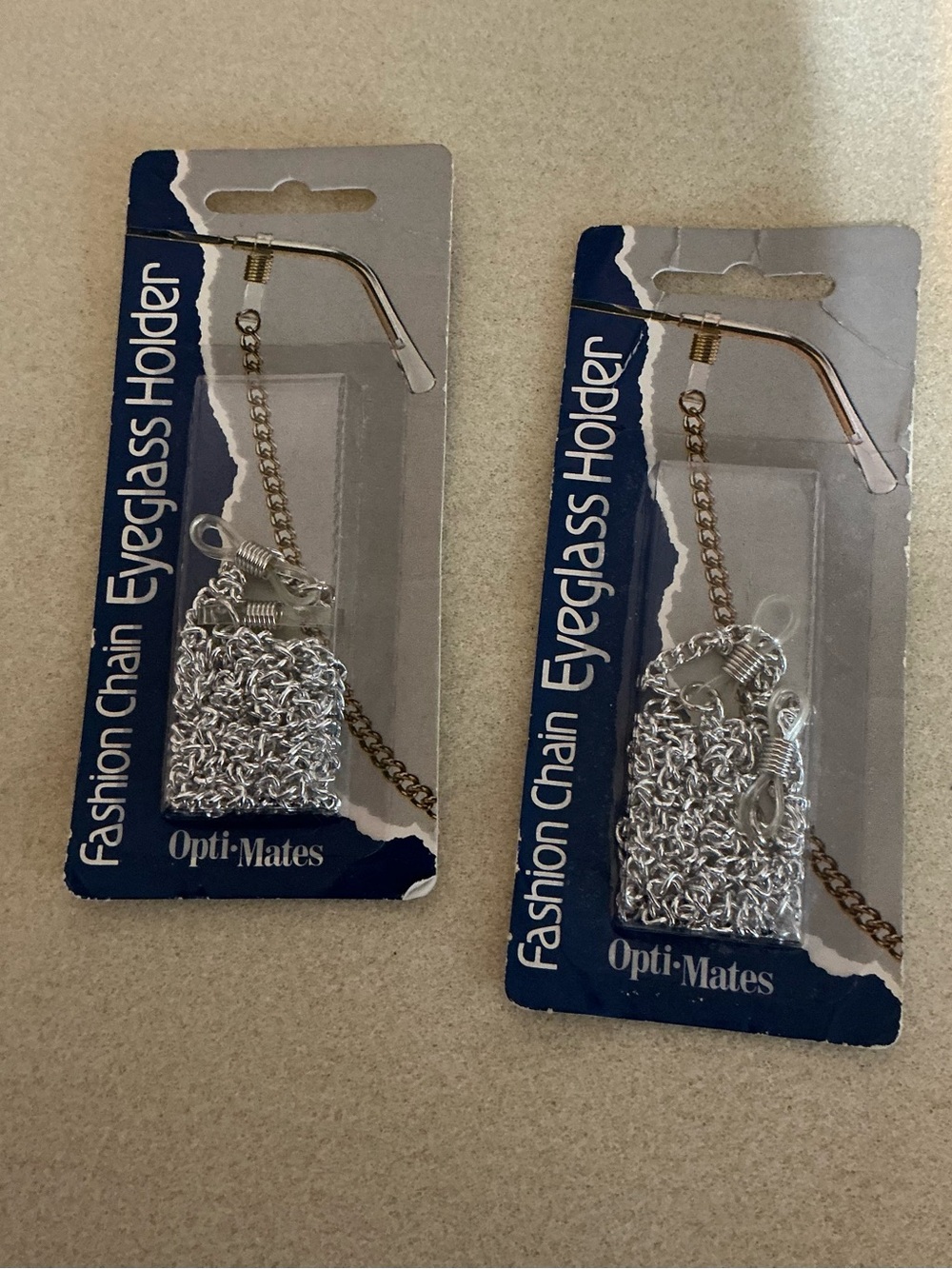 Silver Fashion Chain Eyeglass Holder, pack of 2